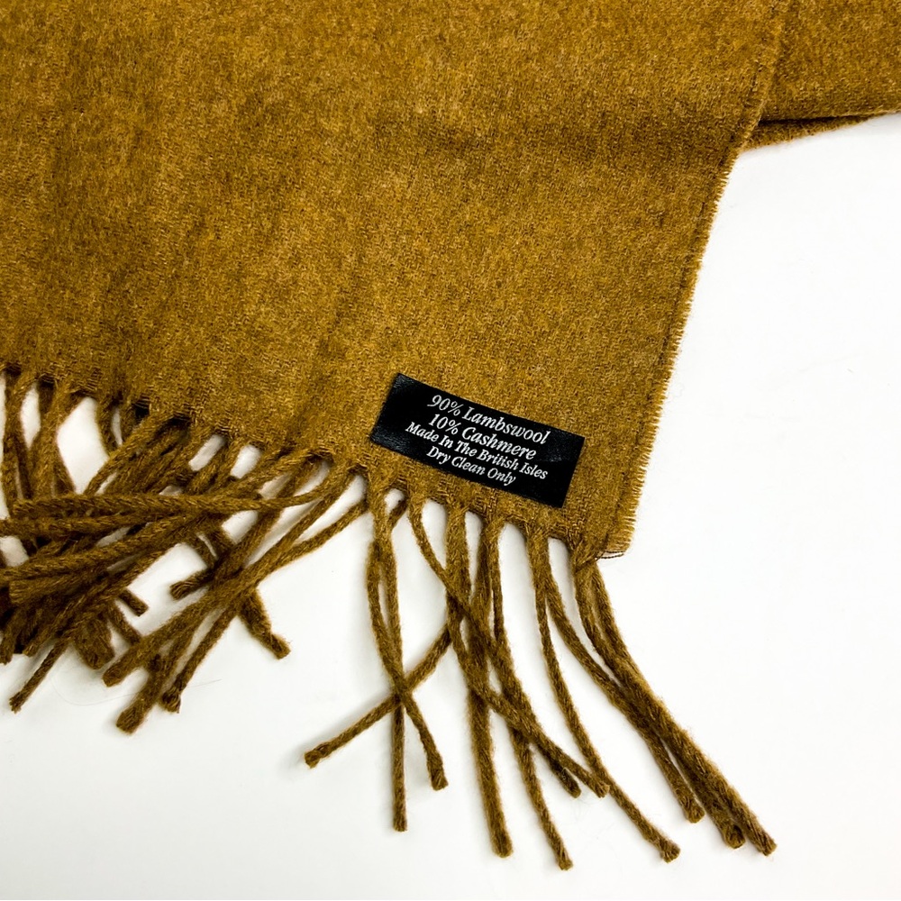 Lambswool & Cashmere Fringe Scarf Caramel | Made in Britain - Picture 4 of 6